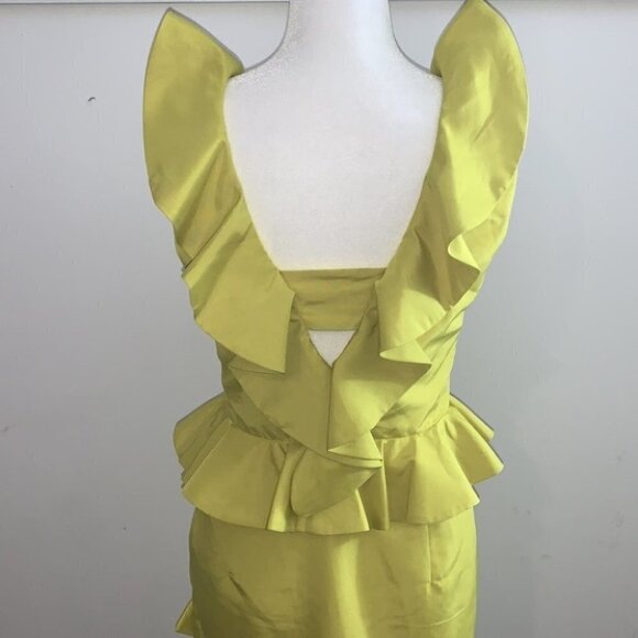Forest Lily yellow green ruffles sleeveless mini dress size US 6 - Picture 9 of 14